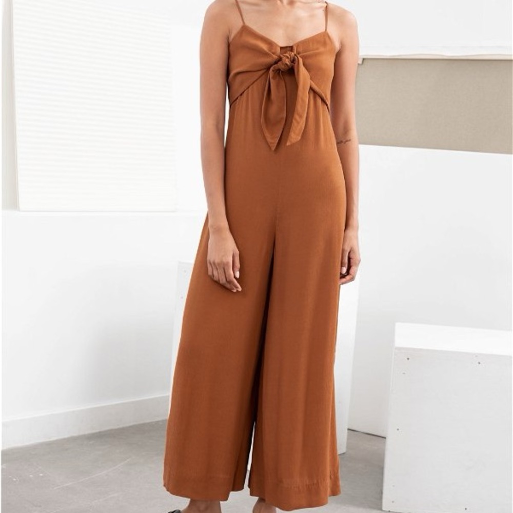 & Other Stories NWOT Relaxed Tie Front Wide Leg Jumpsuit Women's Size 12 Orange